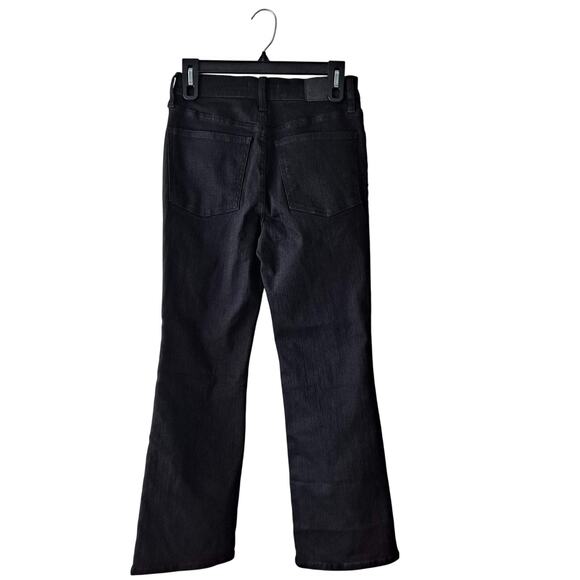 NWT Madewell Kick Out Crop Jeans Mid Rise Flare Leg Black Rinse Wash Size 27 - Picture 4 of 16